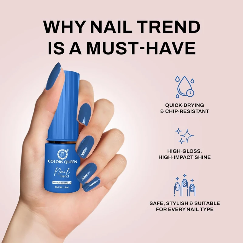 Colors Queen Nail Trend Glossy Nail Polish | Chip Resisting & Quick Drying Nail Paint with High Shine | 7 Toxin Free Formula | Vegan & Cruelty Free | Long Lasting & Vibrant Nail Paint for Women (Celestial Slush, 13ml) thumbnail 4